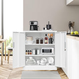 CJF Metal Storage Cabinets with Shelves and Doors, Sideboard Buffet Cabinet for Kitchen, Entryway, Living Room, Home Office, Garage, Utility Room and Basement, 36.2" H x 31.5" W x 15.7" D (White) CJF