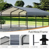 COSIEST 10'x20' Carport with Galvanized Steel Roof, Heavy Duty Metal Carport Canopy, Outdoor Garage Car Shelter Shade for Car, Boats and Truck COSIEST