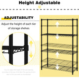 Vnewone 4-Tier Storage Shelves Large Wire Shelving Unit NSF Metal Garage Shelving 54”x36”x14” 1000 LBS Capacity Heavy Duty Height Adjustable Commercial Grade Utility Steel Rack with Wheels,Black Vnewone