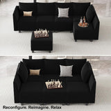 Belffin Modular Sectional Sofa Sleeper Couch with Storage Velvet Sectional Sofa Bed, 6 Seats, Black Belffin
