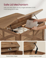 VASAGLE Farmhouse Coffee Table with Storage, Square Coffee Table for Living Room, Center Table with Flip-Top Lids, Honey Brown ULCT232K41 VASAGLE