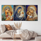 CHWGLFGG 5D Diamond Art Kits for Adults Beginners, 3 Pack Virgin Mary Diamond Painting Kits, DIY Full Round Drill Paint by Diamonds Dot Gem Art for Adults, Home Wall Decor 12x 16 Inch CHWGLFGG
