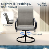 PHI VILLA 5 Piece Patio Dining Set Clearance with 4 Swivel Dining Chairs & 1 Square Metal Dining Table with 1.57 inches Hole, for Outdoor Kitchen Lawn & Garden Black Coated PHI VILLA