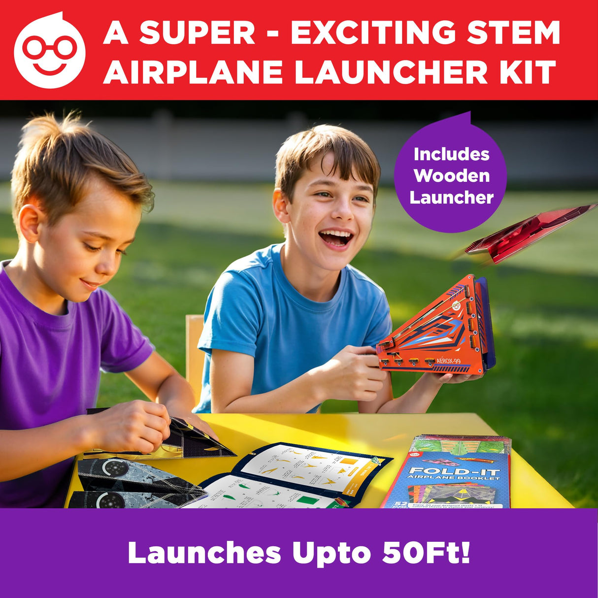 Doctor Jupiter Paper Airplane Book Kit, Crafts for Kids Ages 6+ | Birthday Gift Ideas for 6-7-8-9-10-11-12 Year Old Boys & Girls | Learning & Educational STEM Toy with 50 Paper Airplanes and Launcher Doctor Jupiter
