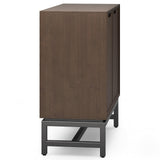 SIMPLIHOME Banting SOLID HARDWOOD Wide Modern Industrial Low Storage Cabinet for The Living, Entryway and Family Room, 32 inch, Walnut Brown SIMPLIHOME