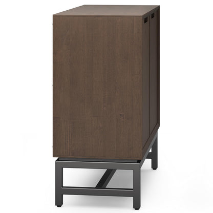 SIMPLIHOME Banting SOLID HARDWOOD Wide Modern Industrial Low Storage Cabinet for The Living, Entryway and Family Room, 32 inch, Walnut Brown - WoodArtSupply