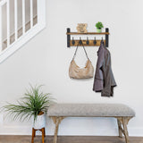 Sorbus Coat Hooks Wall Mount with Shelf – 16 Inch Coat Rack Wall Mount with 5 Heavy Duty Hooks – Floating Wall Shelf with Hooks for Entryway, Bathroom, Bedroom, Kitchen, or Mudroom (Rustic Brown) Sorbus