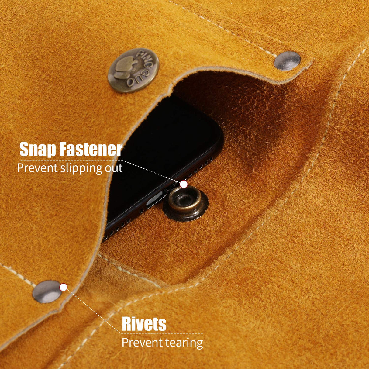 Benozit Leather Welding Apron, Flame & Spark Resistant Bib, Safety Smock, Protective Clothing Gear for Blacksmiths, Welders & Woodworkers, 23x35 inches Benozit