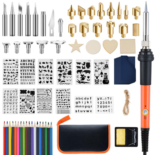 Fohil 120PCS Wood Burning Kit for Adults, Wood Burning Pen Tool Set with Adjustable Temperature 200~450 °C Switch Pyrography Wood Burner Pen for Embossing Carving Soldering - WoodArtSupply