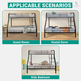 Naomi Home Twin Over Full Metal Bunk Bed with Safety Guardrails, 800 lbs Capacity, Angled Ladder, Underbed Storage, Black, Modern Design Naomi Home