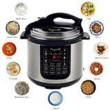 MegaChef MCPR120A 8 Quart Digital Pressure Cooker with 13 Pre-set Multi Function Features, Stainless Steel Megachef