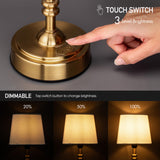 O’Bright Seraph Mini – Cordless LED Table Lamp with Dimmer, Built-in Rechargeable Battery, 3-Level Brightness, Patio Table Lamp, Bedside Night Lamp, Ambient Light for Restaurant, Antique Brass O'Bright