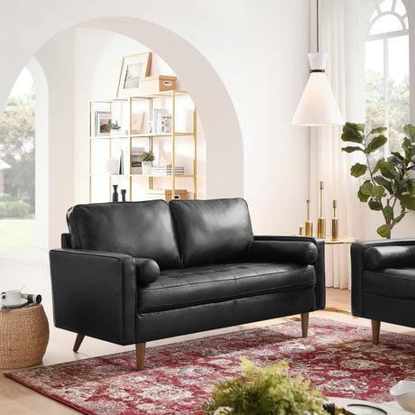 Modway EEI-5870-BLK Valour Leather Loveseat, Black Modway