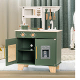 ROBUD Kids Kitchen Playset, Vintage Wooden Play Kitchen with Ice Dispenser, Pretend Toddlers Kitchen Toy with Accessories, Baby Gift for Ages 3 4 5 6 7 8 ROBUD