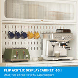 VIYET Kitchen Bakers Rack with Flip Door Cabinet, Metal Microwave Stand with Storage Cabinet and Metal Pegboard Panels for Kitchen, Pantry, Home(White) VIYET