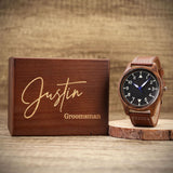 Personalized Walnut Wood Wooden Date Watch, Groomsmen Gift, Mens Gift, Mens Watch, Watches for Men Generic