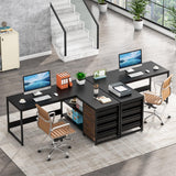 Tribesigns L Shaped Computer Desk with Storage Drawers, 59 inch Corner Desk with Shelves, Reversible L-Shaped Office Desk Study Writing Table Workstation for Home Office, Black Tribesigns