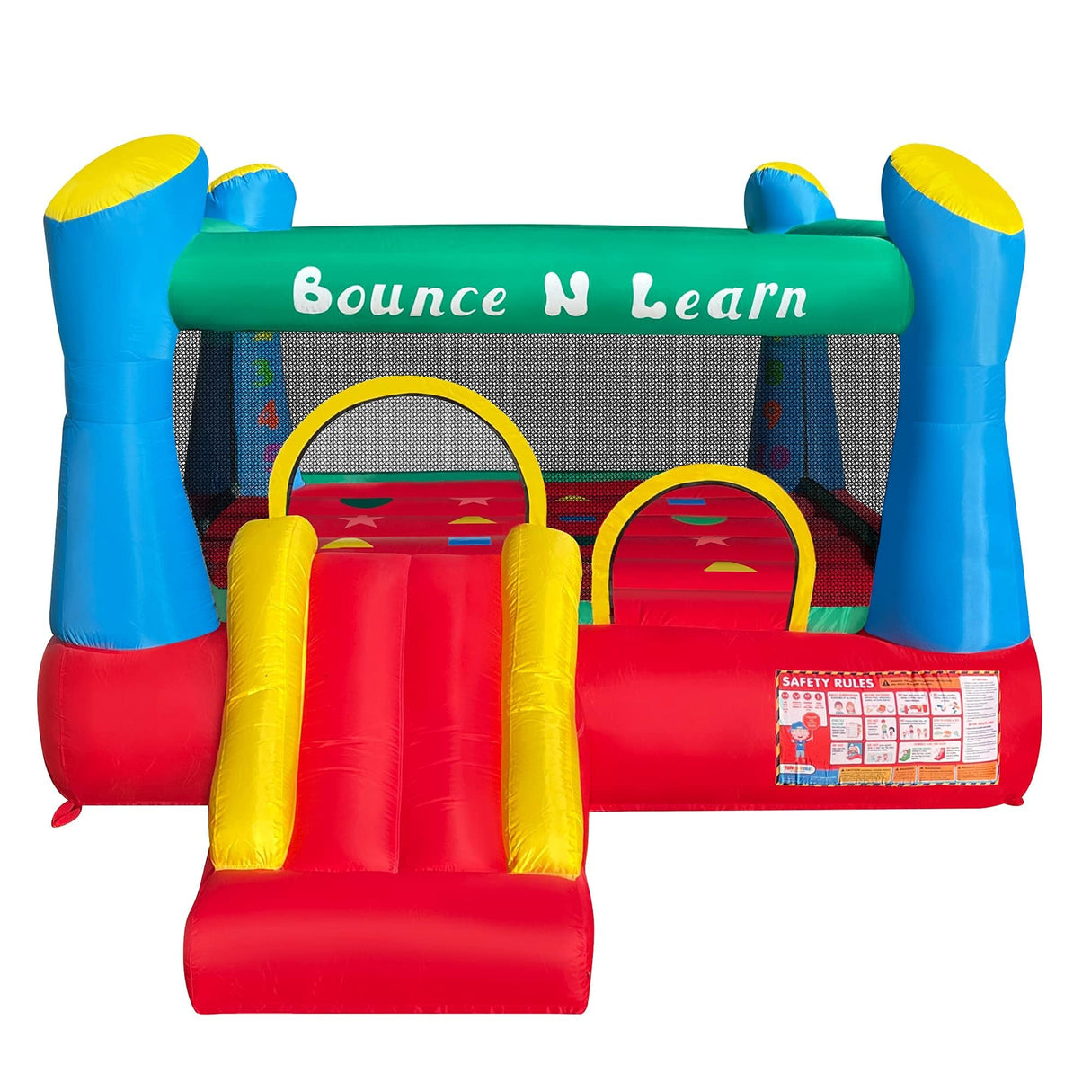 Funormous Educational Inflatable Bouncy House for Kids Outdoor Jump 'n Slide Bounce House with Blower Included for Kids Ages 3-8 Funormous