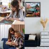 CEOVR Truck Diamond Painting Kits, Truck Flower Diamond Art Dots for Adults 5D Full Drill DIY Gem Art for Beginner, Adult Crafts Kits Arts and Crafts Wall Decor for Home Office 12x12in CEOVR