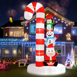 8 FT Christmas Inflatables Santa Claus Snowman Penguin with Candy Cane Outdoor Decoration Built-in LED Lights Cute Blow Up Christmas Decor for Xmas Party Holiday Yard Patiobay