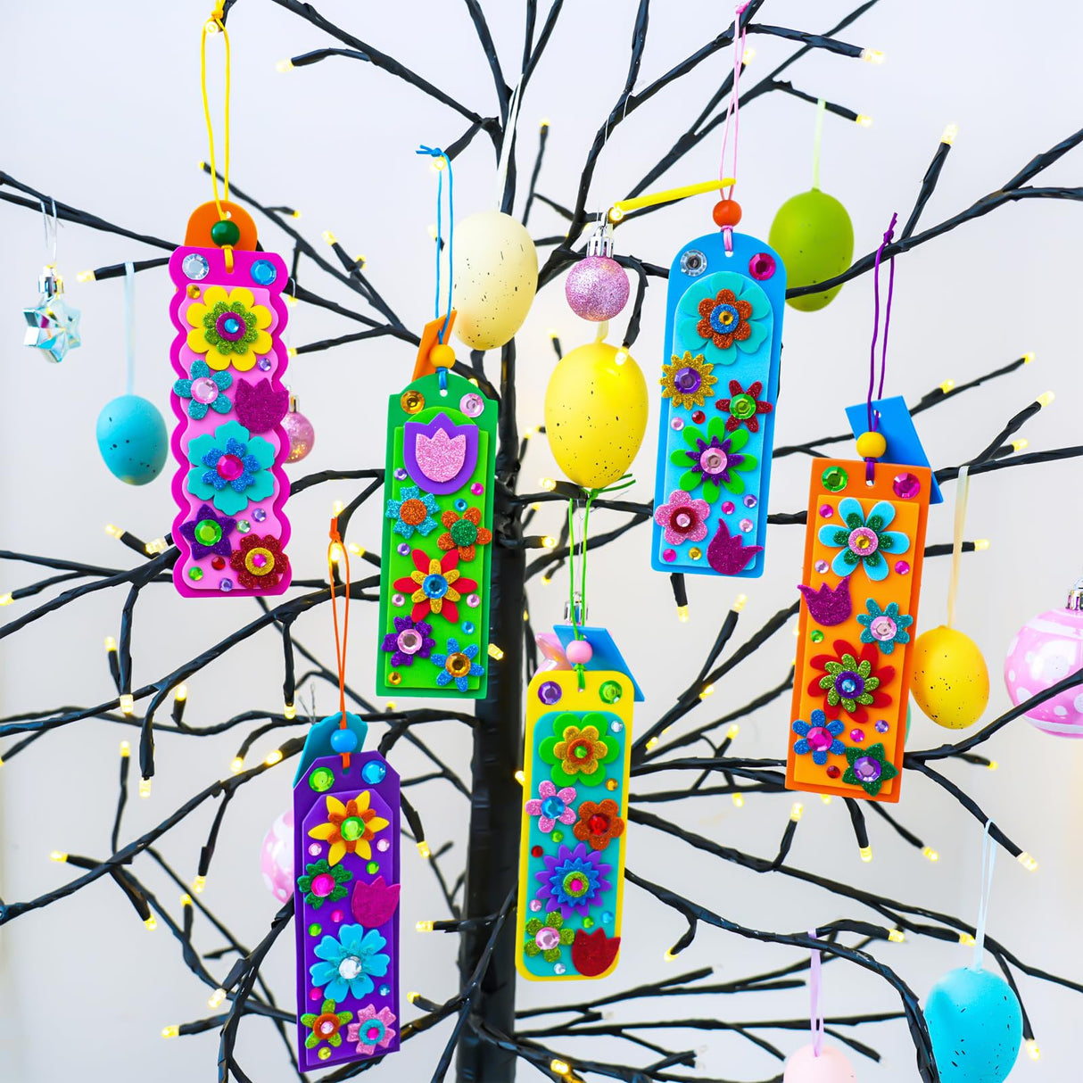 Winlyn 36 Sets Flower Crafts Kits Spring Summer Crafts DIY 3D Tuilp Sunflower Flower Bookmarks Ornaments Art Sets Foam Stickers Arts and Crafts for Kids Camping Classroom Activities Party Favors Winlyn