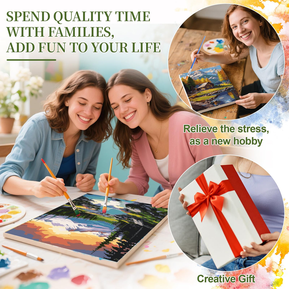 Ninonly 4 Pack Paint by Numbers Kit for Adults, Forest Paint by Number Kit Arts Kits for Beginners with Wooden Easel, Acrylic Painting, Framed Canvas for Gift Home Decor, 9 * 12 Inch Ninonly