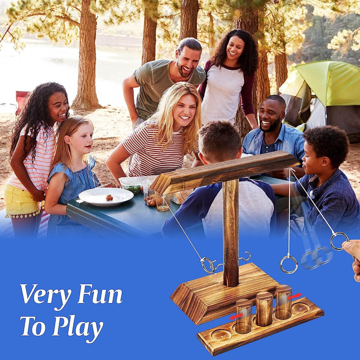 DreamToyz Ring Toss Games for Adults, Ring Toss Game, Outdoor Indoor Handmade Wooden Hooks Fast-paced Interactive Game for Bars, Home, Party, 15.7" X 13" Large Size, Brown DreamToyz