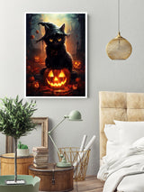 KINPLUB Halloween Cat Diamond Painting Kits for Adults, 5D Diamond Art Kits for Beginners, DIY Full Round Drill Paint by Diamonds Dots, Home Wall Decor 12 x 16 Inch KINPLUB