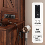 YITAHOME Farmhouse Vanity Makeup Desk with Charging Station, Large Vanity Desk with Lights Mirror and Drawers for Makeup, Modern Vanity Table Set with Vanity Stool for Bedroom, Rustic Brown YITAHOME