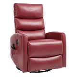 PELUMY Manual Recliner Chair with Heat & Vibration Massage, 360° Swivel Rocker Recliner with 155° Recline and Lumbar Heat, Compact Recliner for Living Room & Small Spaces (Breathable Leather, Red) PELUMY