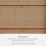 Hannah Shoe Cabinet, Natural Rattan Farmhouse Organizer, Storage, Closet Rack for Entryway, with Spacious Cabinet, Shelves, Sturdy Solid Wood Legs (Riviera Oak) mopio