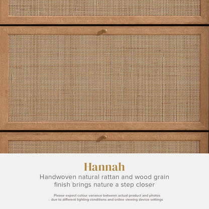 Hannah Shoe Cabinet, Natural Rattan Farmhouse Organizer, Storage, Closet Rack for Entryway, with Spacious Cabinet, Shelves, Sturdy Solid Wood Legs (Riviera Oak) - WoodArtSupply