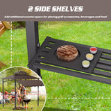 Decomax 8'X8' Grill Gazebo Canopy - Heavy Duty Steel Frame, Double Tiered Grill Canopy for Outdoor Grill W/Shelves, Ceiling Hooks and Ground Stakes, Outdoor Patio Canopy Tent BBQ Gazebo for Backyard Decomax