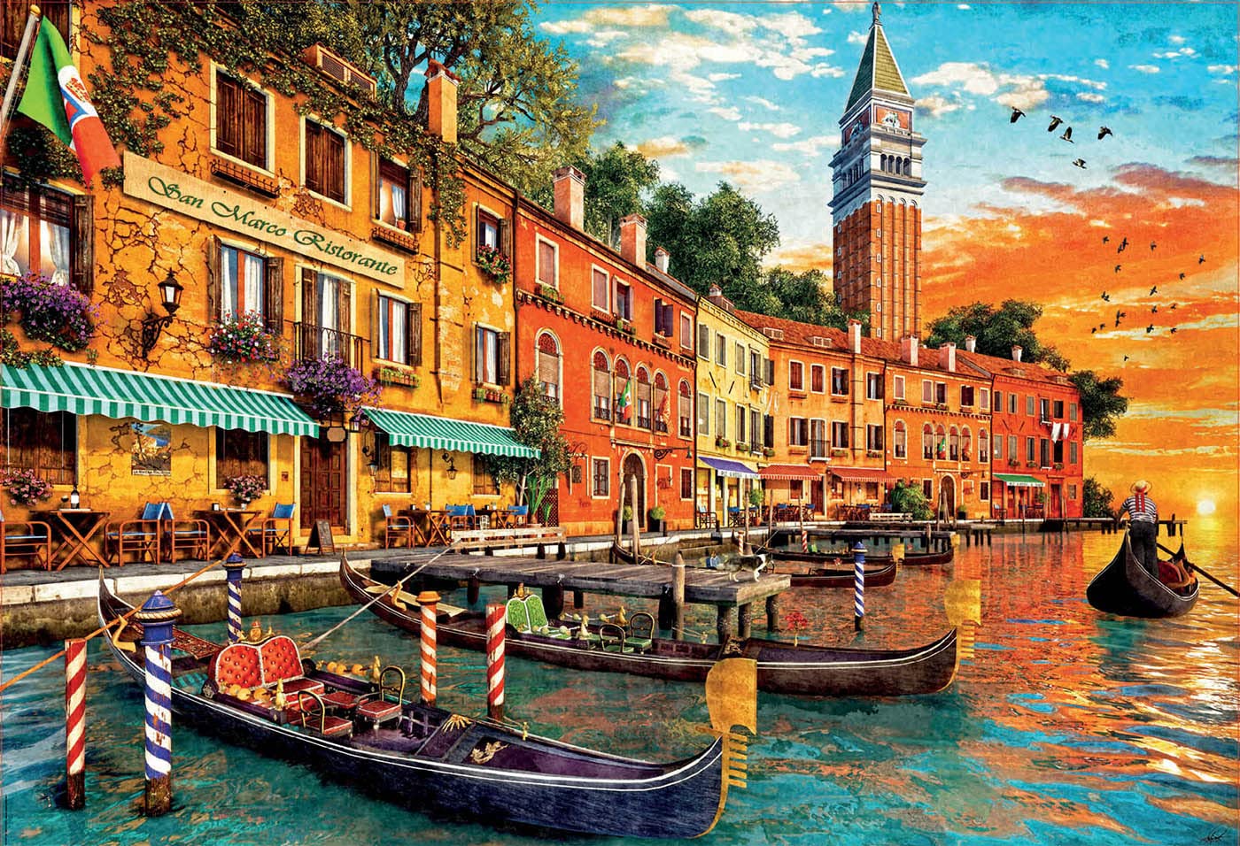 Educa - San Marco Sunset - 6000 Piece Jigsaw Puzzle - Puzzle Glue Included - Completed Image Measures 61.5" x 42.25" - Ages 14+ (19286)