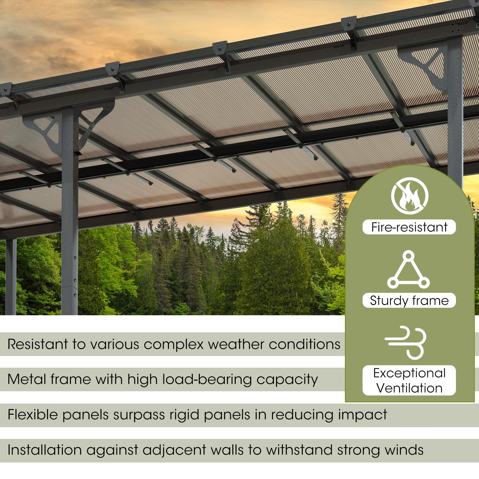 Aoxun 10’x 14’ Gazebo, Wall Mounted Gazebos Pergola on Clearance, Outdoor Patio, Gazebo Awnings with Sloped Roof, for Porch, Deck, Backyard - WoodArtSupply