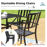 MFSTUDIO Outdoor Dining Set for 4, Patio Table and Chairs Set with Umbrella Hole, Metal Patio Furniture Set for Deck/Backyard/Poolside/Garden MFSTUDIO