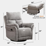 ANJ Swivel Rocker Recliner Nursery Chair, Manual Glider Rocking Recliner Chairs for Adults, Small Recliners for Small Space, 360° Swivel Lazy Boy Recliner Chairs for Living Room, rv, Silver Grey ANJ