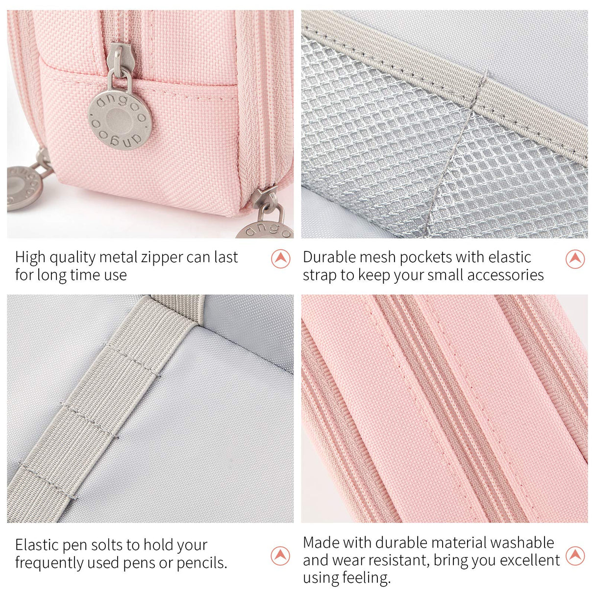 CICIMELON Large Capacity Pencil Case 3 Compartment Pouch Pen Bag for School Teen Girl Boy Men Women (Pink) CICIMELON