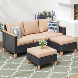 Soohow Outdoor Furniture Set, 5 Piece Patio Conversation Set with Cushions, PE Outdoor Wicker Conversation Set Sectional Patio Sofa, All-Weather Rattan Sofa for Backyard, Garden, and Poolside Soohow