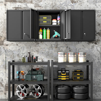 GREATMEET Metal Wall Cabinet, Wall Mounted Storage Cabinet for Garage Storage, Floating Cabinet with Doors and Adjustable Shelf, Steel Cabinet with Lock for Utility Room,Garage - WoodArtSupply