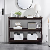 Yaheetech Console Table with Power Outlet, 3 Tier Narrow Sofa Couch Table with Storage Shelves, Wood Entryway Table Side Table for Living Room, Hallway, Entrance, Bedroom, Espresso Yaheetech