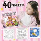 Cozy Friends: Coloring Book for Adults and Teens Featuring Super Cute Animal Characters with Easy and Simple Big Designs for Relaxation (Thick Lined Bold & Easy Coloring) Tesitehi