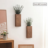 GRID FORTE Wood Wall Planter Set of 2, Wood Wall Pocket for Greenery and Dried Flowers, Indoor Wood Hanging Vase, Modern Farmhouse Wall Decor for Eucalyptus Stems Decorations (Walnut) GRID FORTE