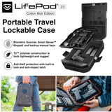 VAULTEK LifePod 20 Full-Size Biometric Lockable Weatherproof Case with Built-in Lock, Steel Security Cable, & TSA Handgun Case or Car Safe, Portable Travel Pistol Safe/Colion Noir Edition VAULTEK