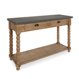Kate and Laurel Rutledge Farmhouse Chic Two Drawer Console Table, Rustic Wood Base and Concrete Gray Top Kate and Laurel