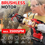 FULLYEA Reciprocating Saw Cordless, Brushless Reciprocating Saw 0-3500 SPM, Cordless Saw with 2 * 2.0Ah Battery & 4 Saw Blades, Battery Powered Reciprocating Saw for Wood/Metal/Plastic Cutting FULLYEA