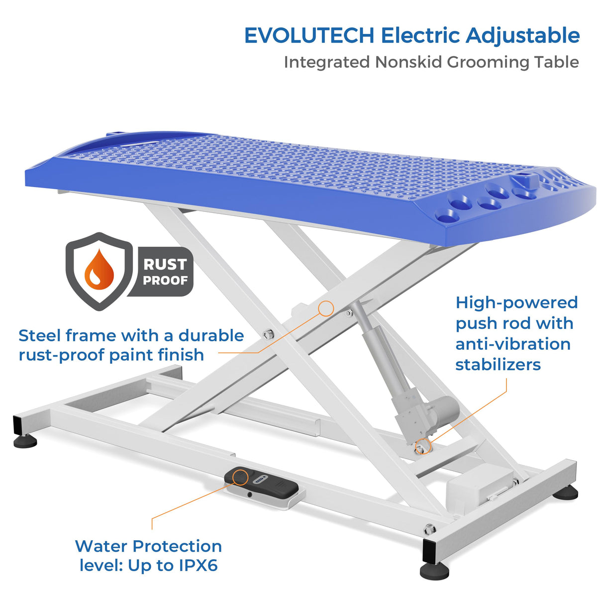 Burano Electric Dog Grooming Table 51.2", Heavy Duty, Integrated Anti-Slip Tabletop, Height Adjustable Pet Grooming Table, Ergonomic Dog Grooming Table, Tool Organizer/Dog Grooming Station Burano