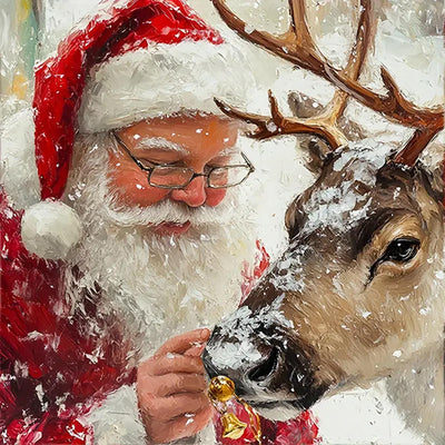 Christmas Paint by Numbers for Adult,Paint by Numbers Kit for Adults Beginners,DIY Paint by Numbers Acrylic Paint Canvas Santa Elk Painting Kits Art,Home Wall Decor, 11.8X11.8 inch(Without Frame)