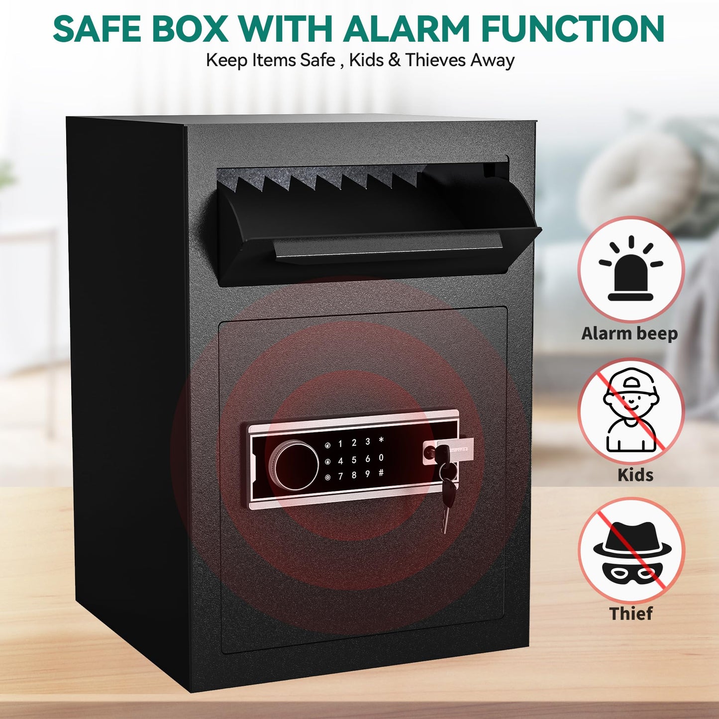 YITAHOME Safe with Drop Slot, 2.5 Cubic Feet Depository Drop Safes with Electronic Code Lock, Drop Safe for Business with Fireproof Document Bag, Deposit Cash Drop Box for Home Office Hotel