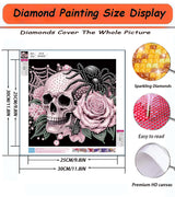 APTDYIGL 5D Halloween Pink Skull Diamond Painting Kits for Adults Beginner,Rose SpiderSpecial Shape Diamond Art Kits,DIY Full Drill Diamond Dot with Gem Art Kits,Home Wall Decor 11.8x11.8inch APTDYIGL